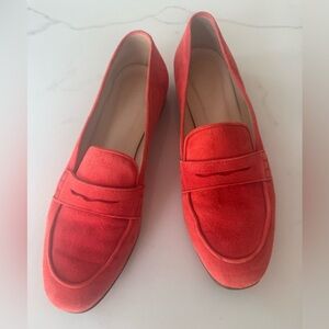 J. Crew Red Flats Classic Penny Loafers